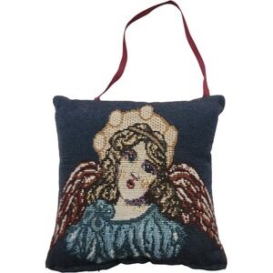 Mini Tapestry Angel Pillow Ornament Hanging Decor Red Blue Wings Cherub